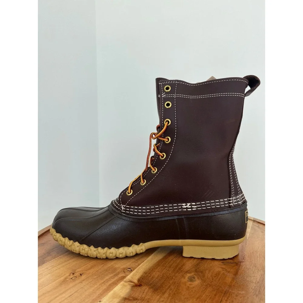 L.L. Bean Duck Boots‎ Mens 10M Brown Leather Waterproof Rain Snow Made in USA